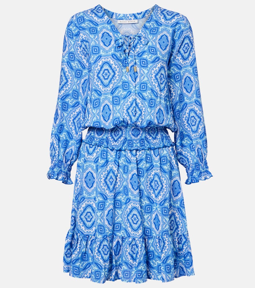 Mykonos printed smocked minidress