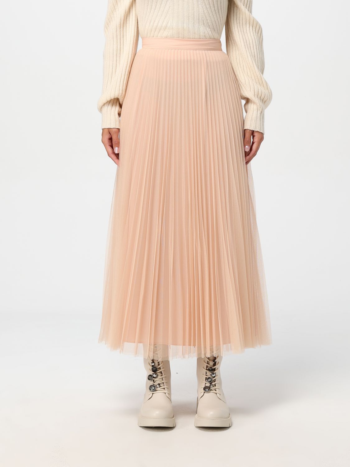 Logo-plaque midi skirt - Neutrals