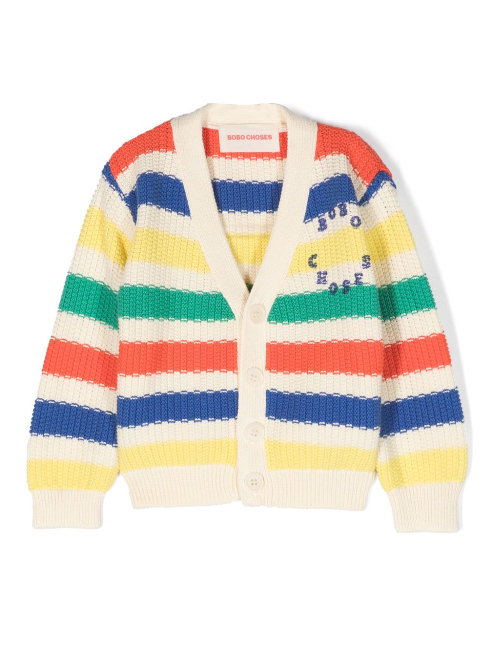 Striped organic cotton cardigan - Neutrals