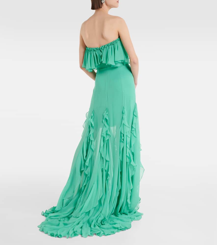 Off-shoulder corset silk gown