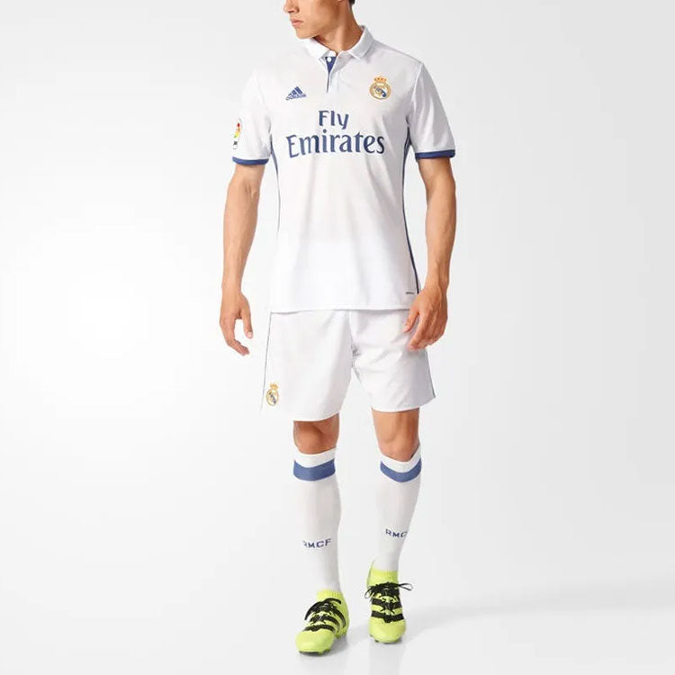 Real Madrid 16-17 Season Fan Edition Home Alphabet Logo Stripe Sports Soccer/Football Short Sleeve Jersey White