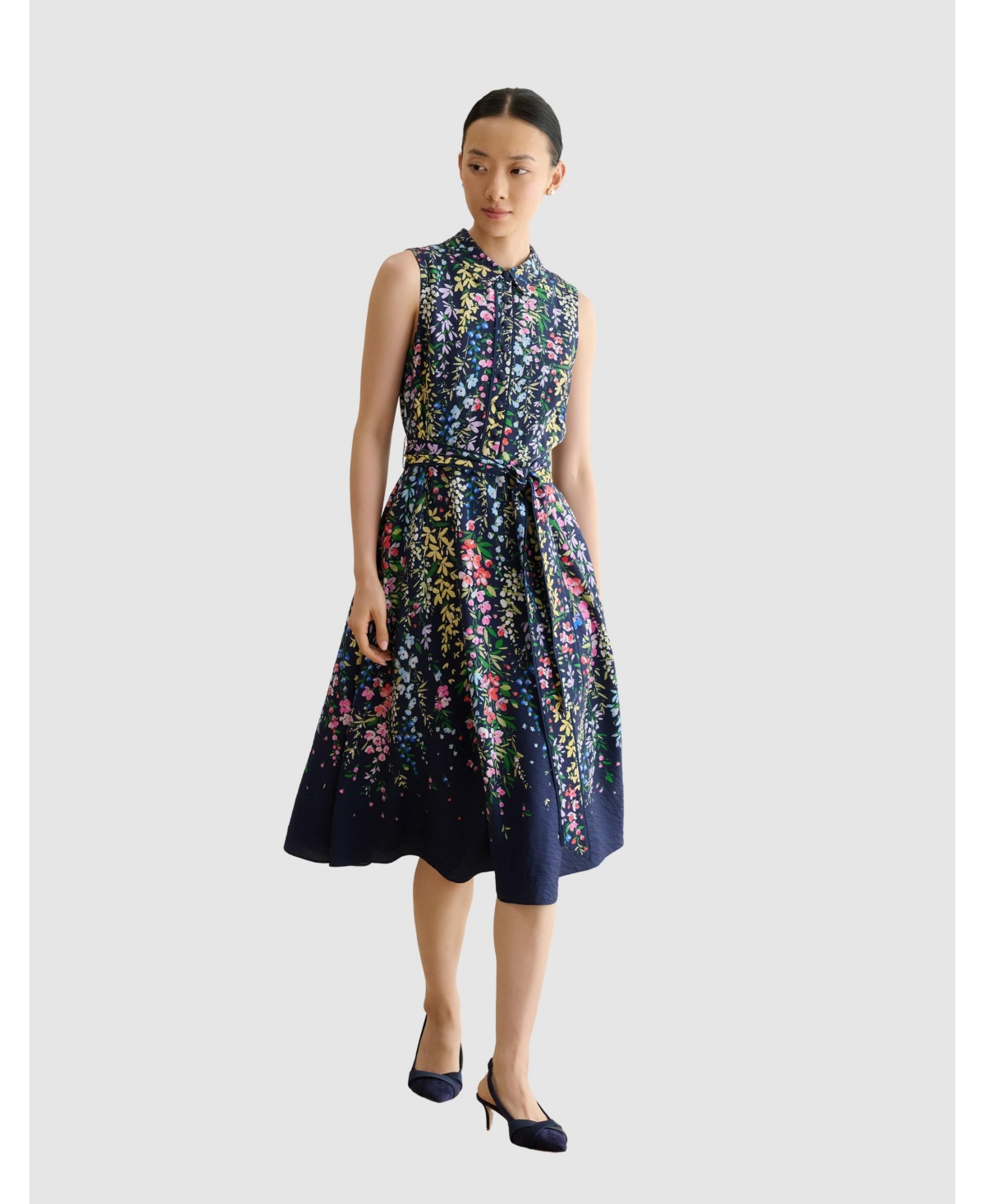 Women's Alberta Floral Midi Shirt Dress - Midnightmulti