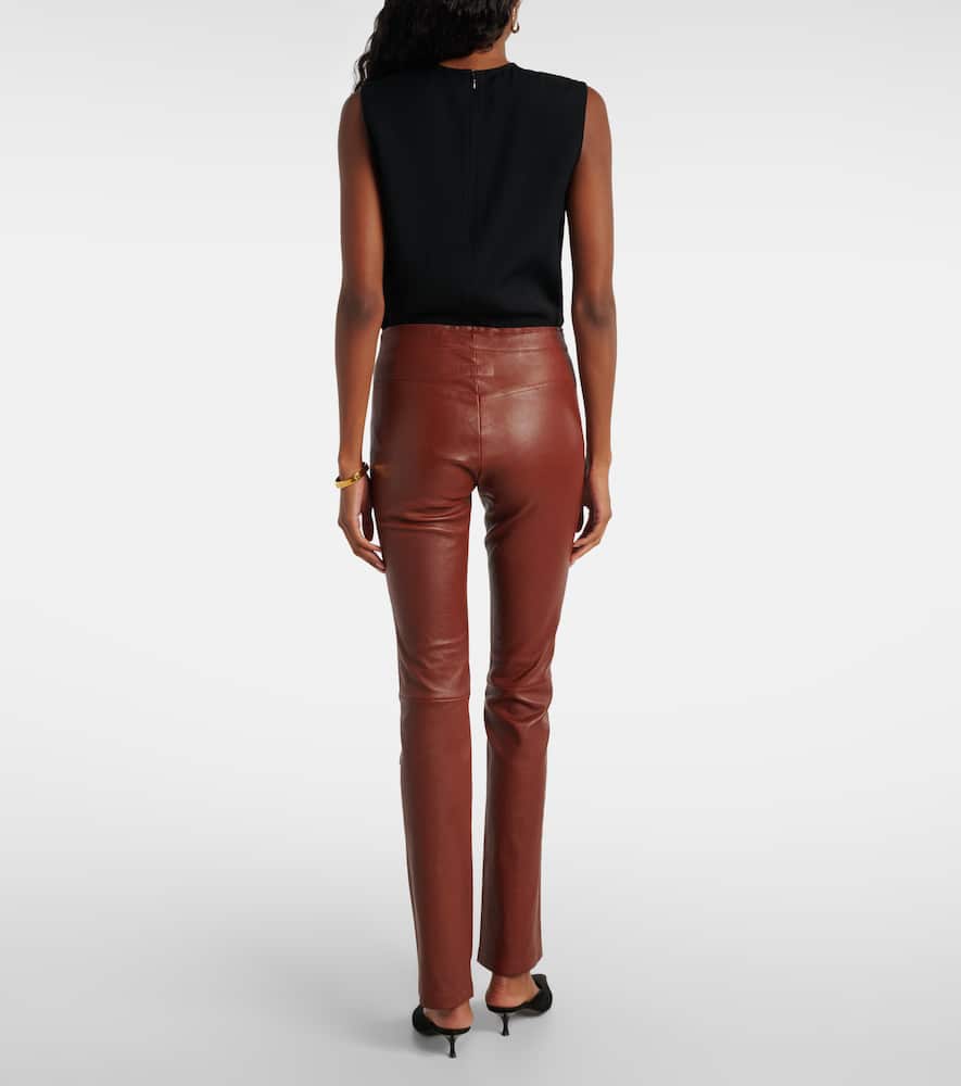 JP Long leather flared pants