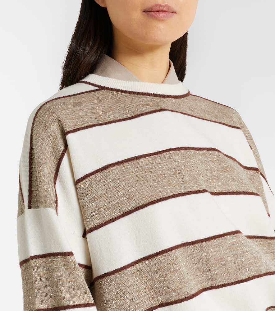 Striped wool, cashmere, and silk sweater