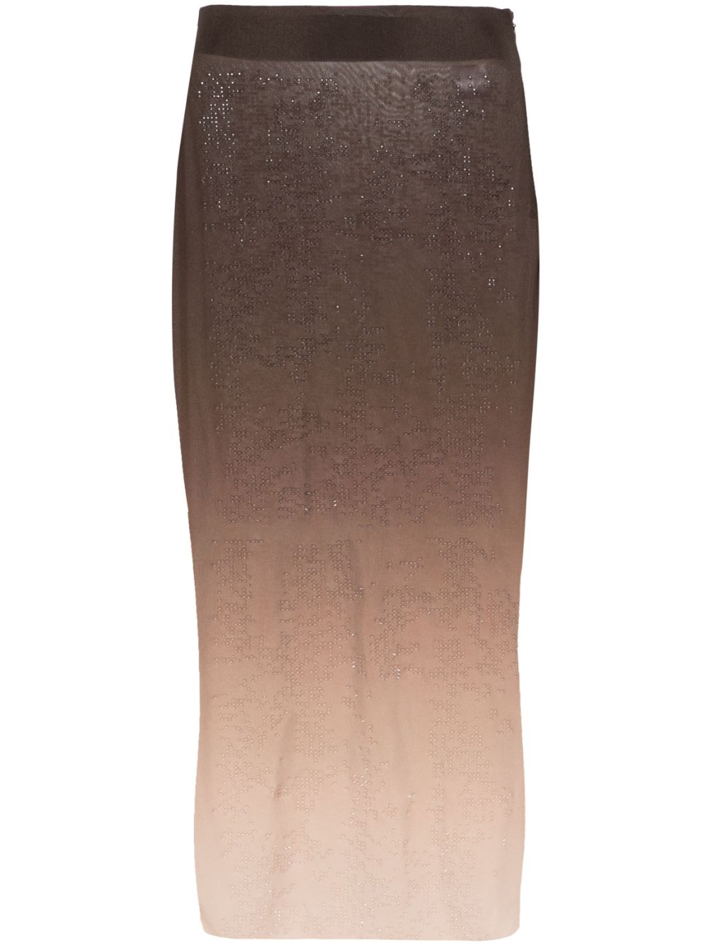 Rhinestone-embellished midi skirt - Brown