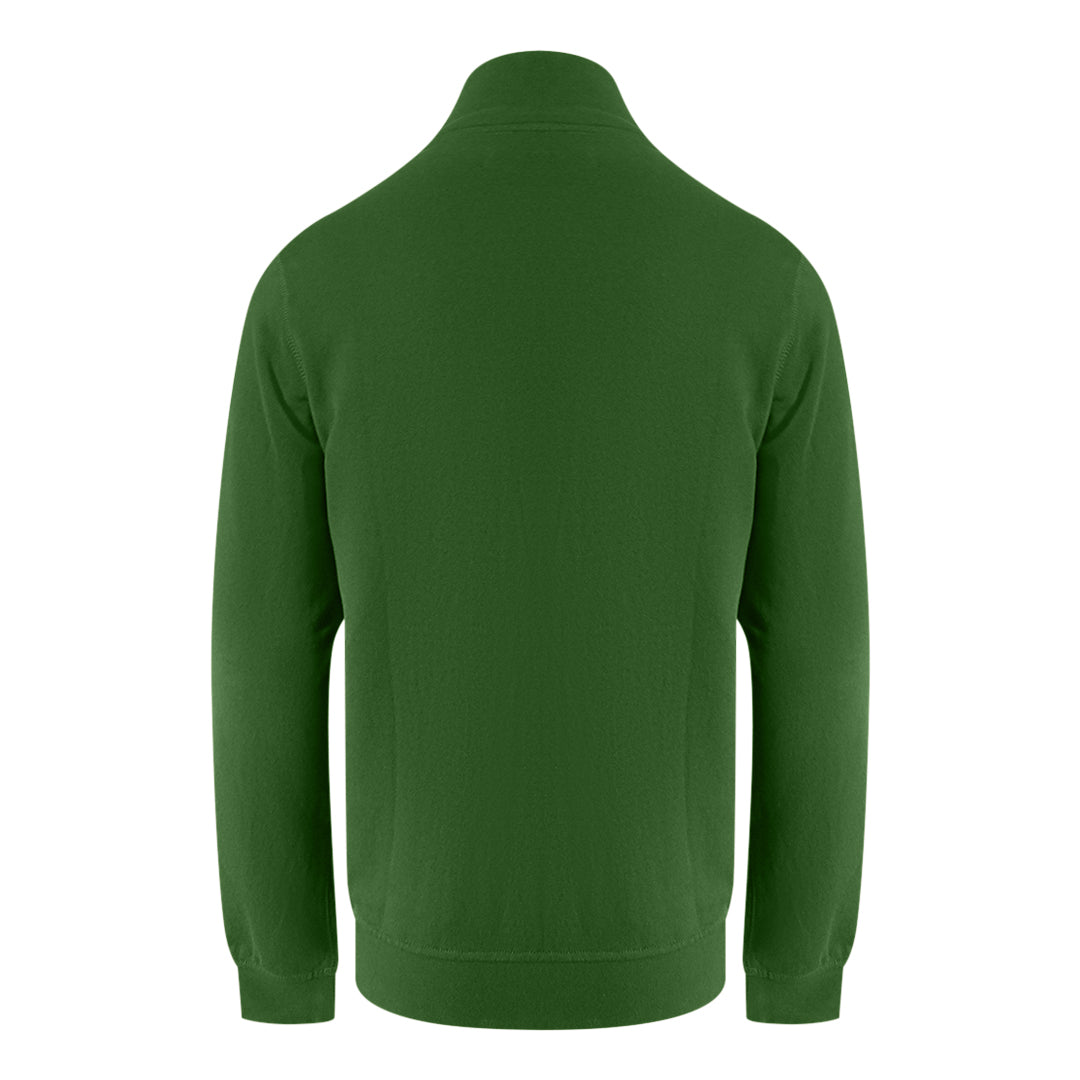 Aquascutum Mens Active Piping Mock Neck Army Green Fleece Cotton - Mediu
