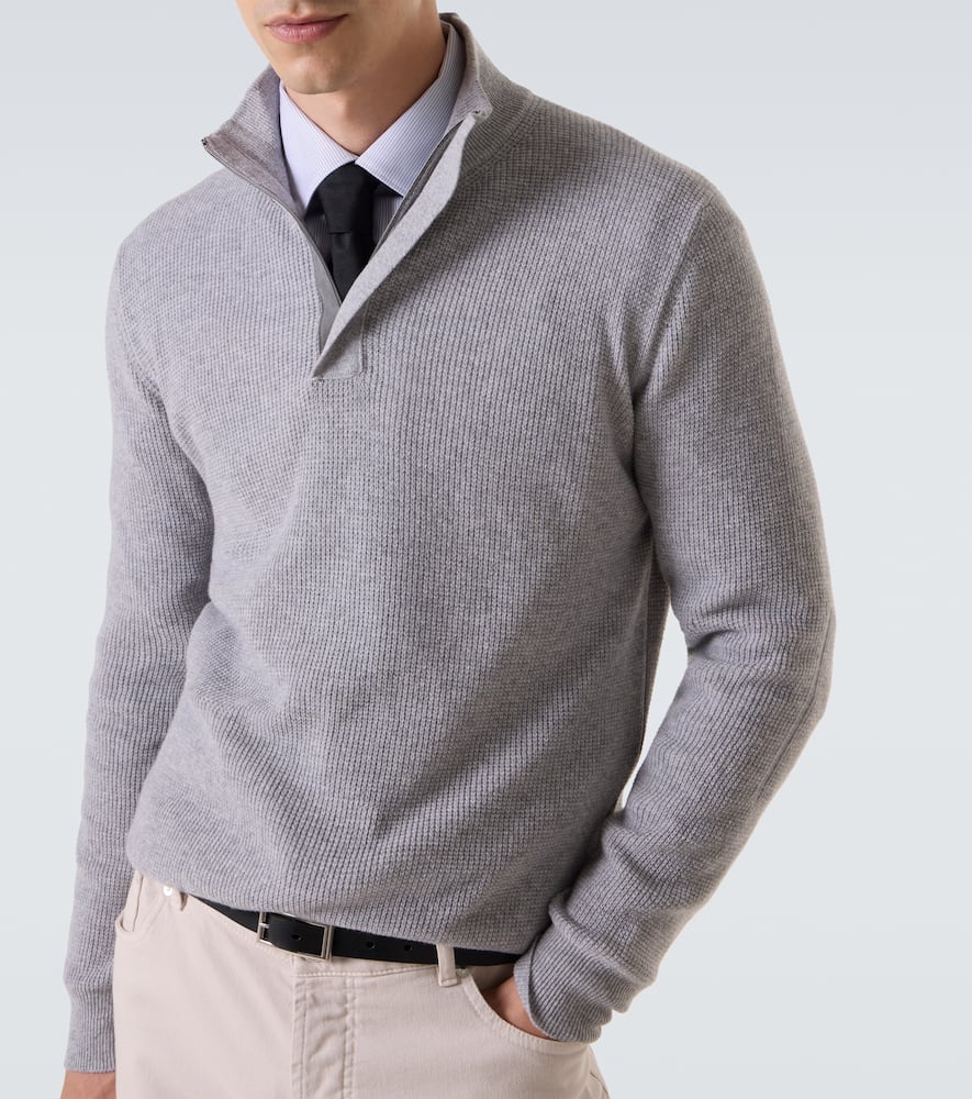 Waffle-knit wool and cashmere sweater