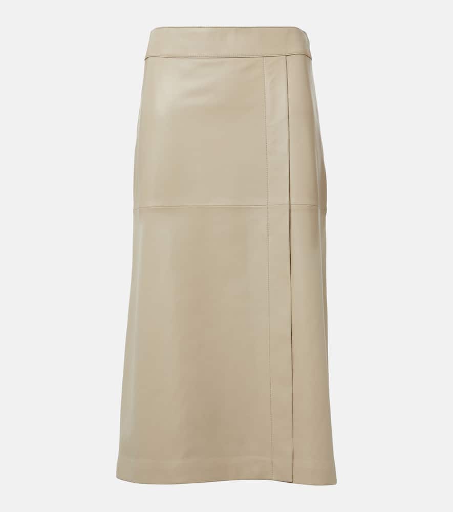 Leather midi skirt