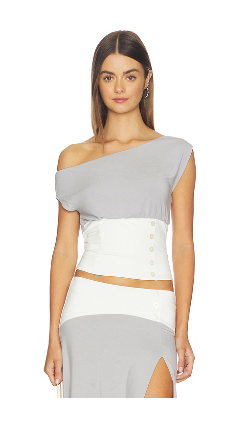 Tiger Mist Off Shoulder Denali Top in Grey,White. XS. Also in L