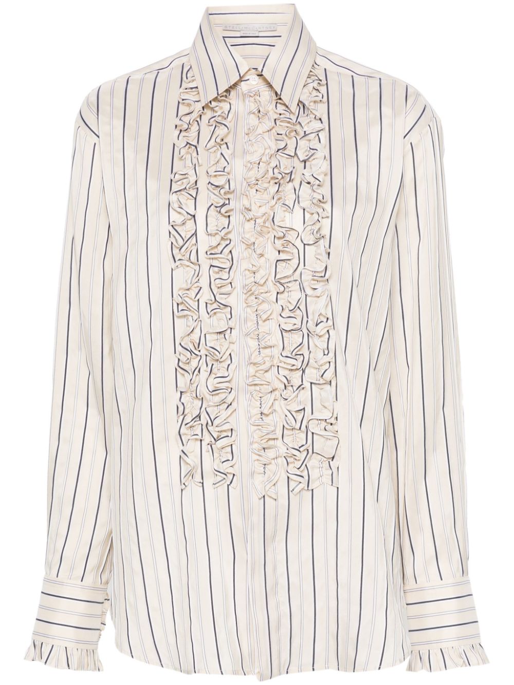 Striped ruffled shirt - Neutrals