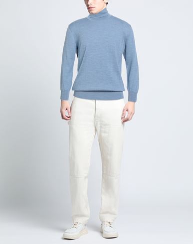 Man Turtleneck Light blue Size L Merino Wool