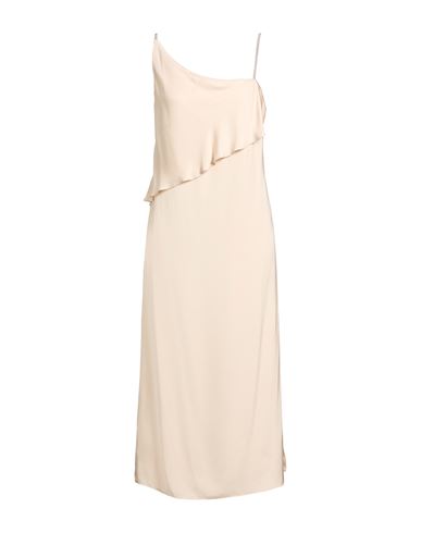 Woman Midi dress Beige Size 6 Viscose