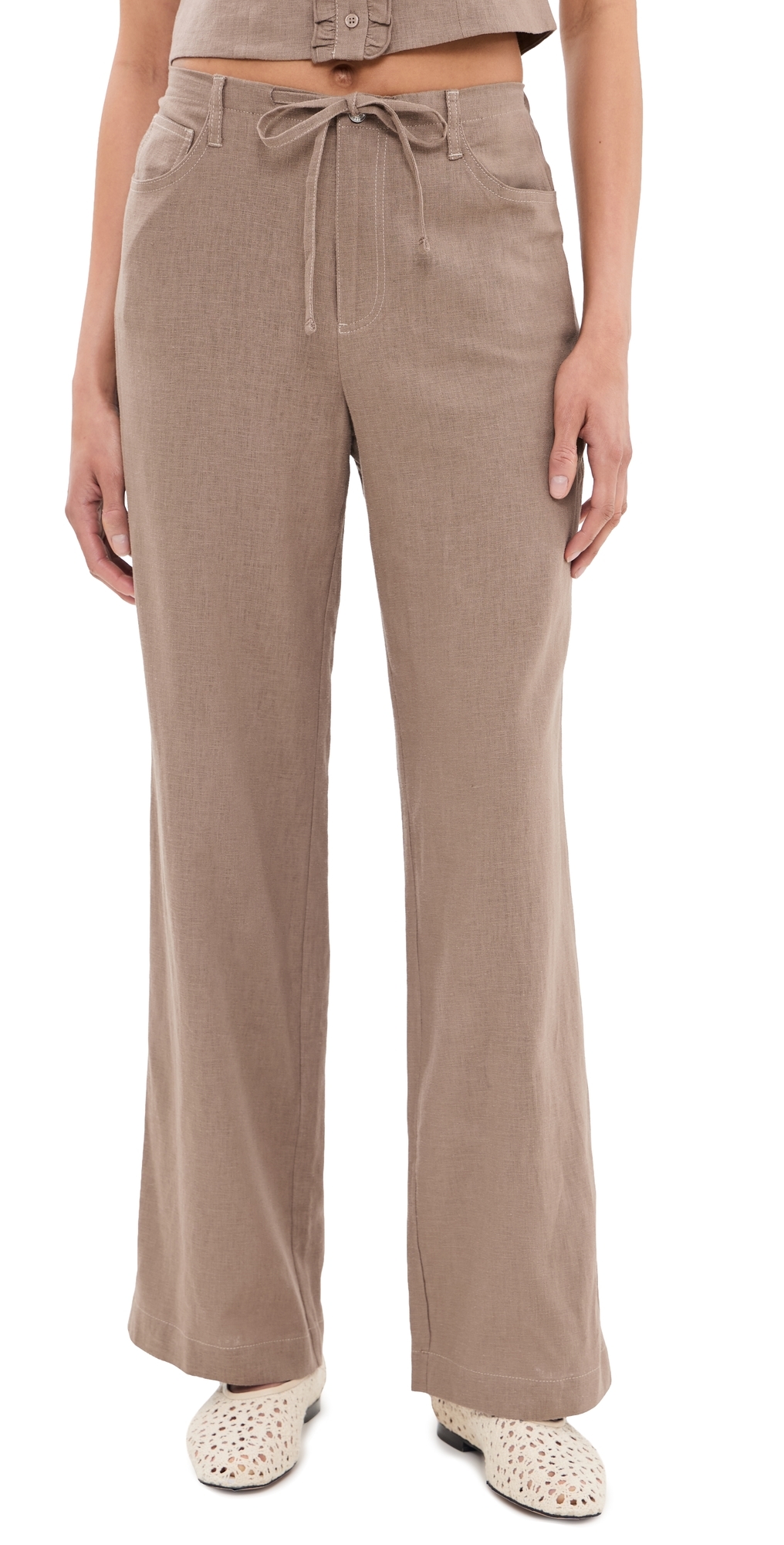 Simone Linen Drawstring Pants Driftwood