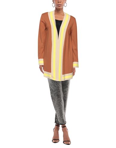 Woman Cardigan Brown Size L Cotton, Acrylic