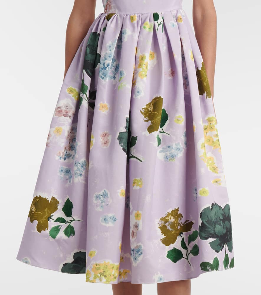 Floral cotton-blend faille midi dress