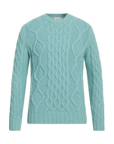 Man Sweater Turquoise Size 40 Merino Wool, Cashmere
