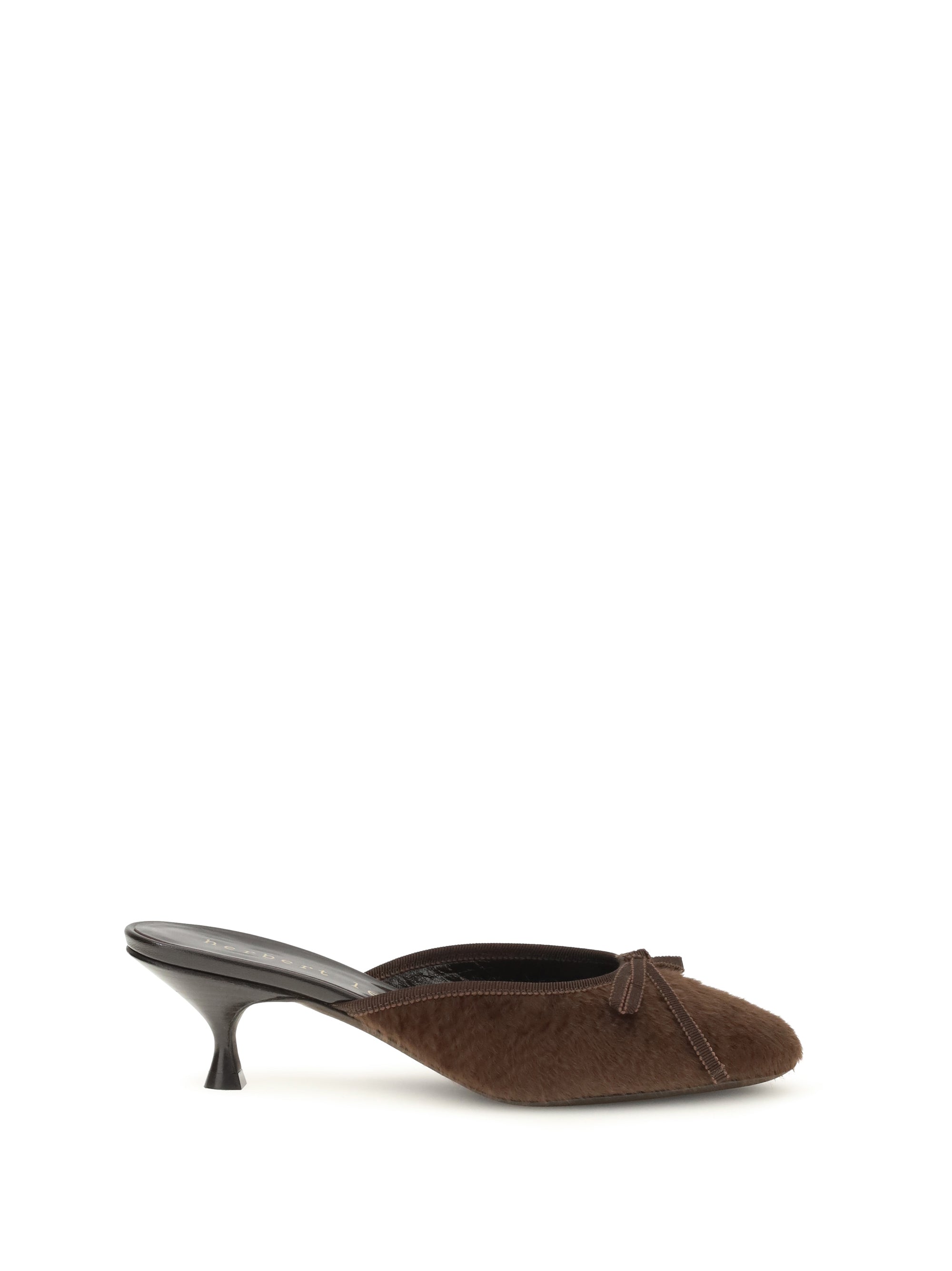 Calf Hair Kitten-Heel Mule — Brown