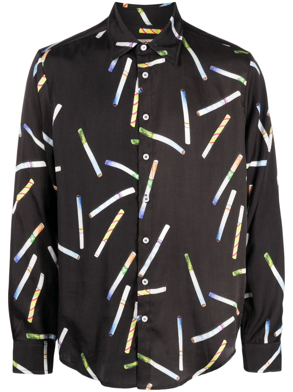 Graphic-print button-down shirt - Black