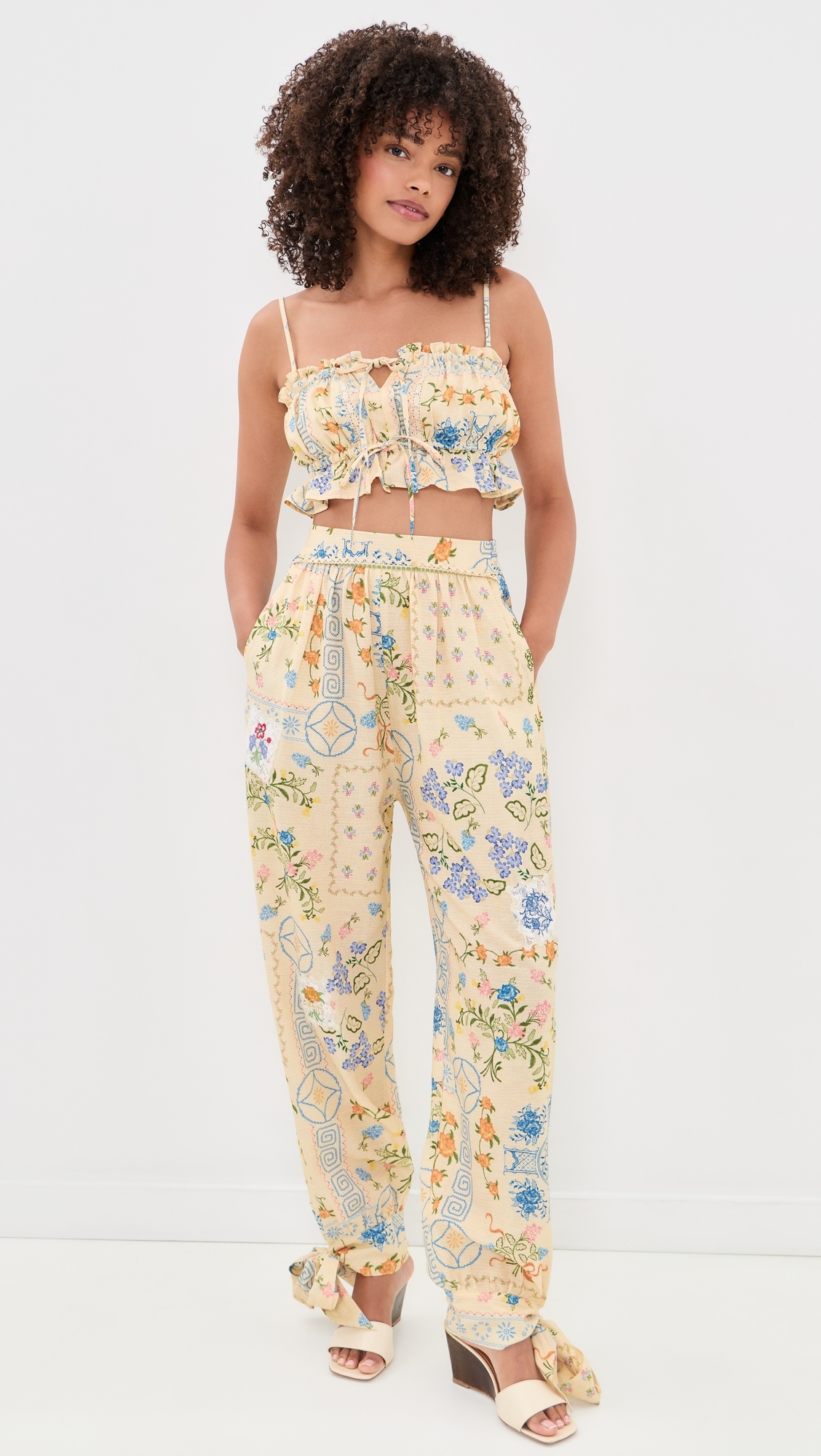 Vichy Ruffled Crop Top Multicolor