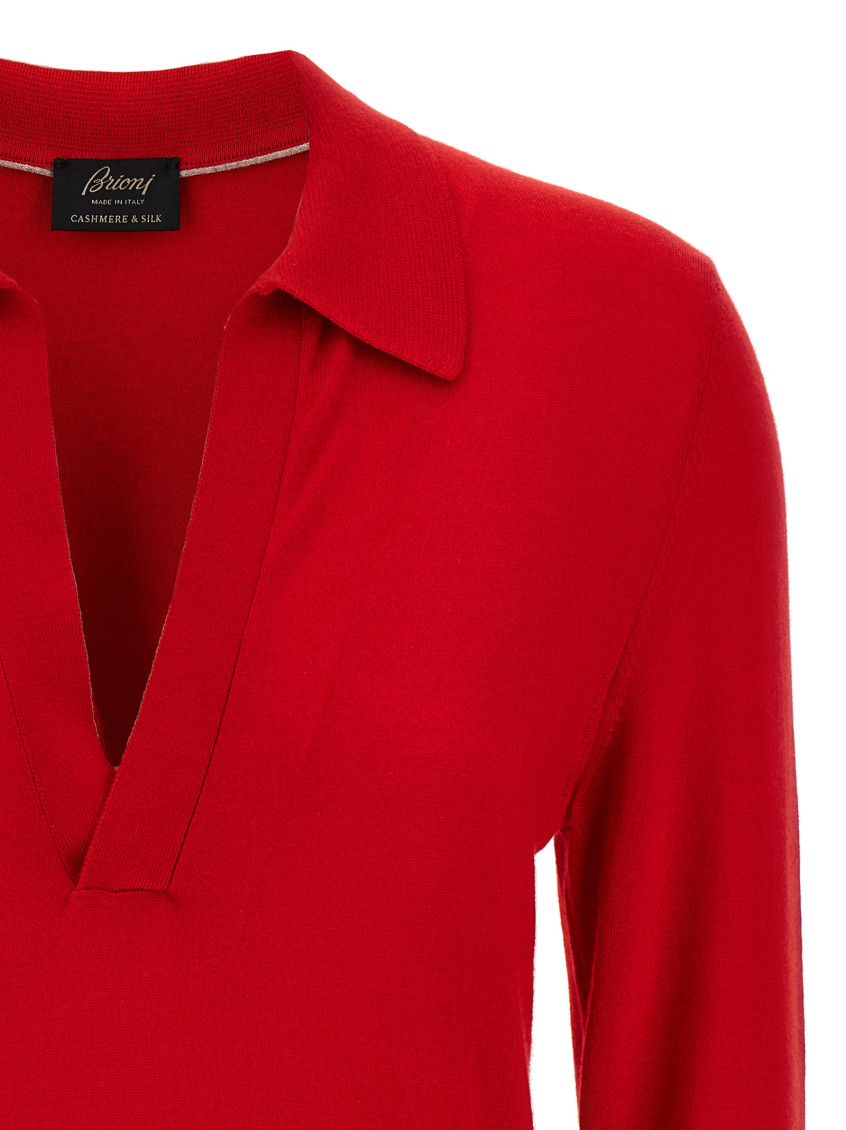 Brioni - Cashmere And Silk Shirt Polo Red