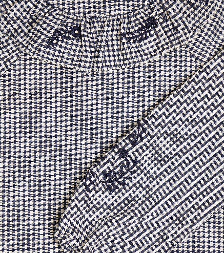 Embroidered checked blouse