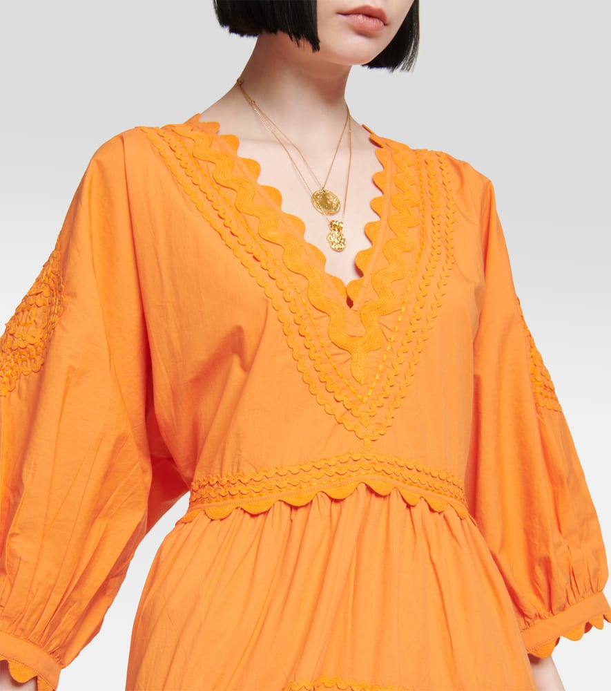 Juliet Dunn Embroidered cotton poplin maxi dress