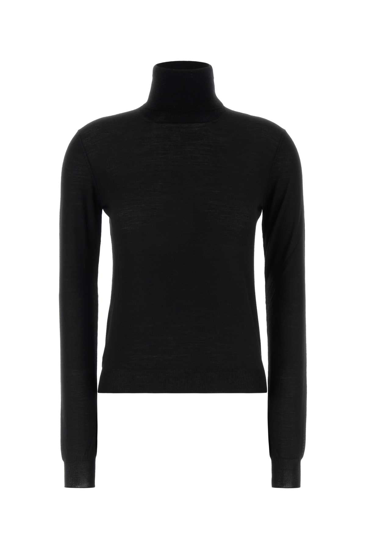 Virgin Wool Turtleneck Sweater — Black