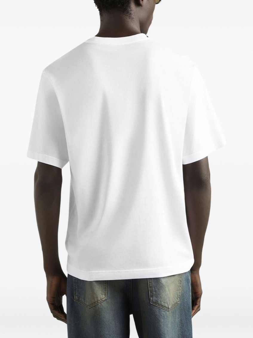 White Crewneck T-Shirt With Logo Embroidery On The Front In Cotton Man