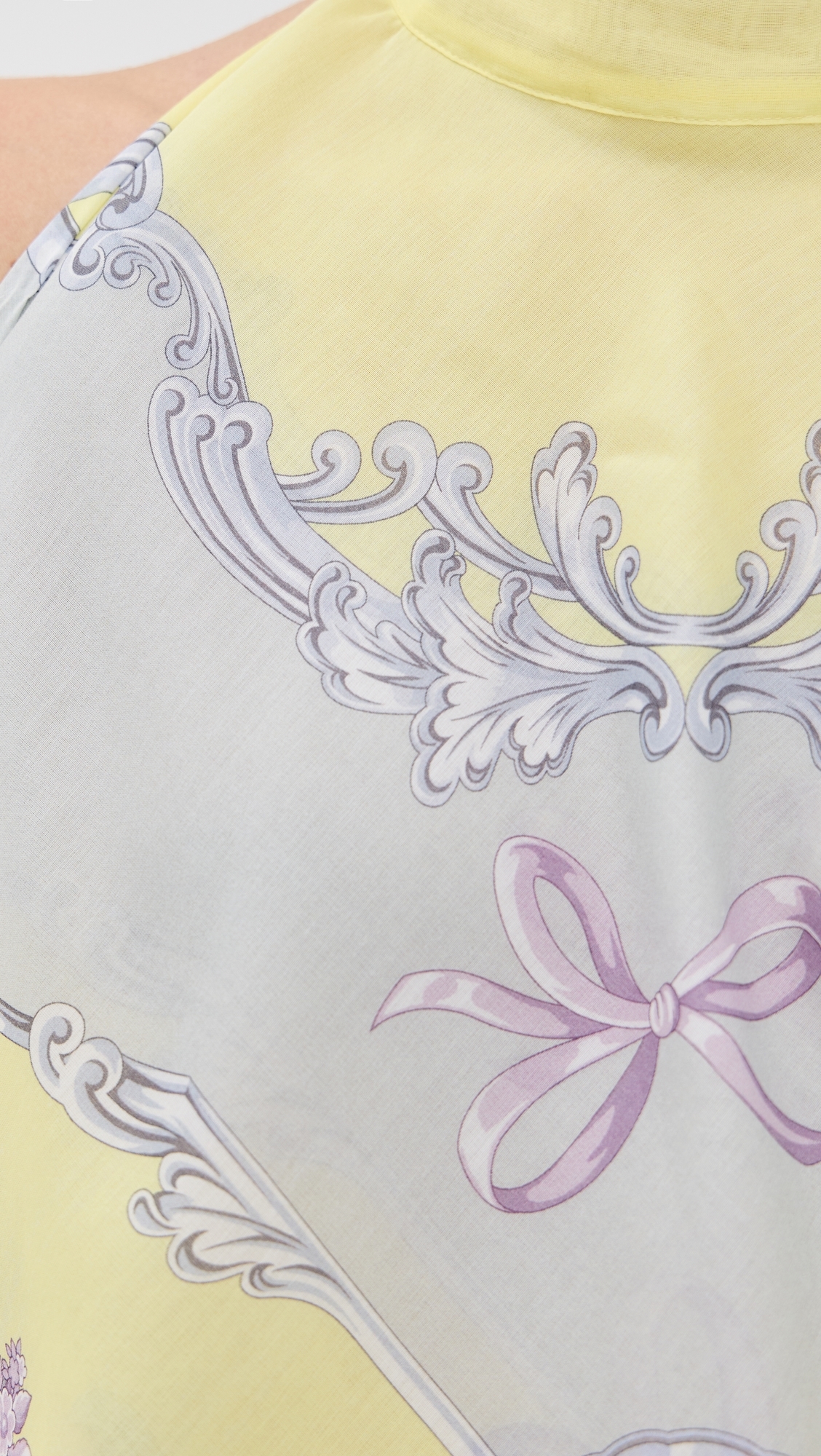 Versace Beachwear Cotton Silk Voile Medusa Cameo Print Top Pale Yellow/Light Grey XL