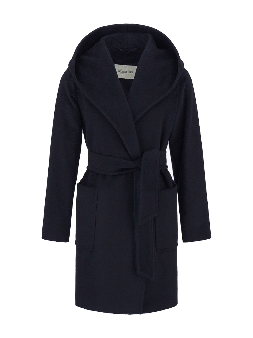 Navy Blue Rialto Camel Wool Robe Coat