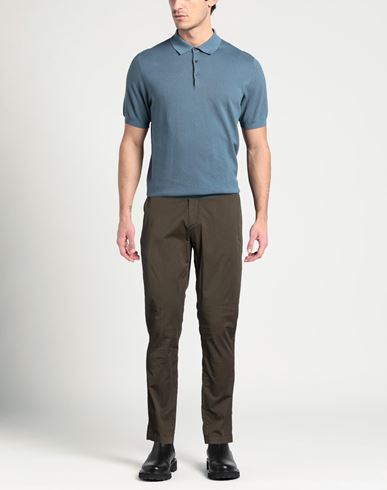 Man Pants Chocolate brown Size 34 Cotton, Silk, Elastane