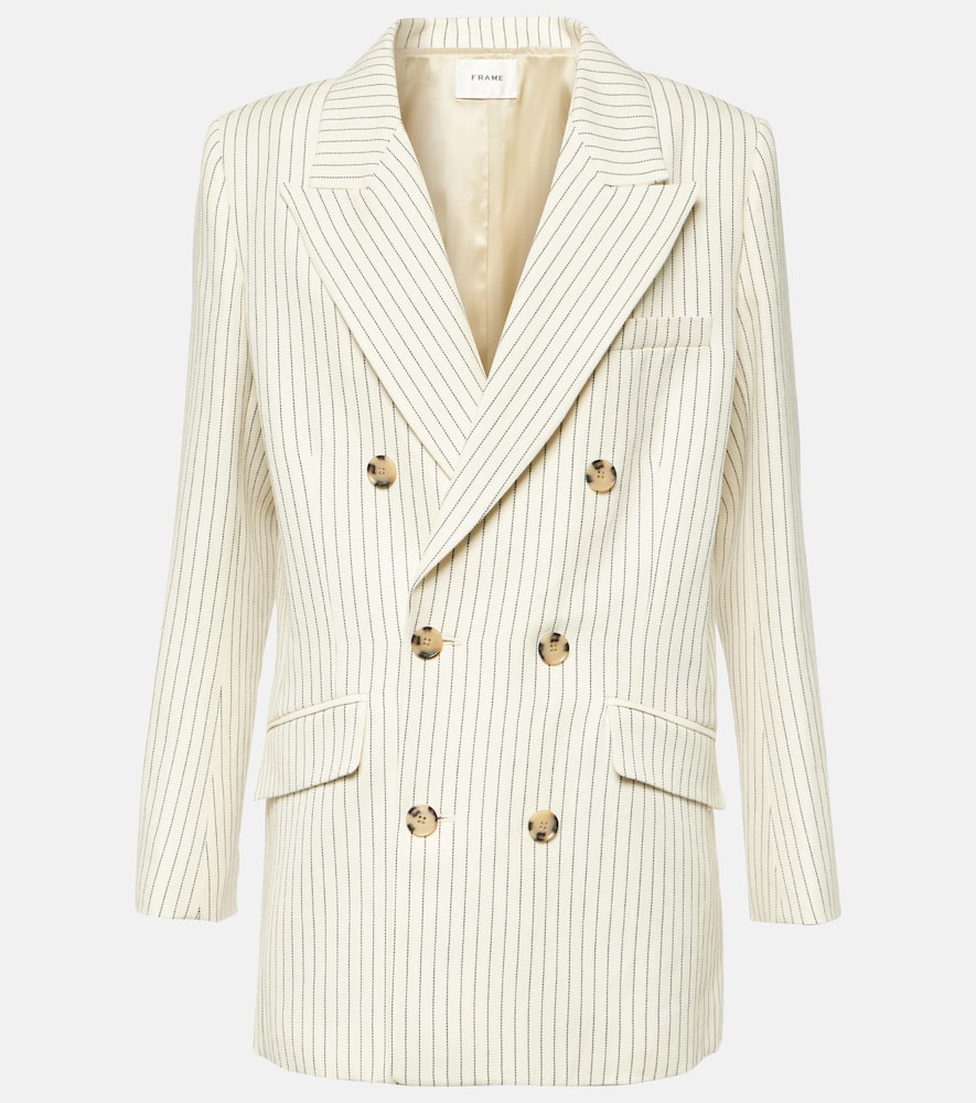 Striped cotton and linen blazer
