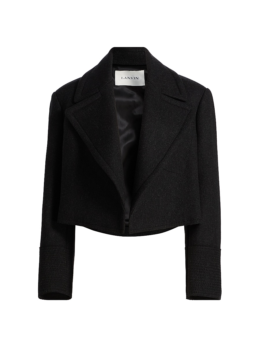 Women's Cropped Wool Peacoat - Anthracite