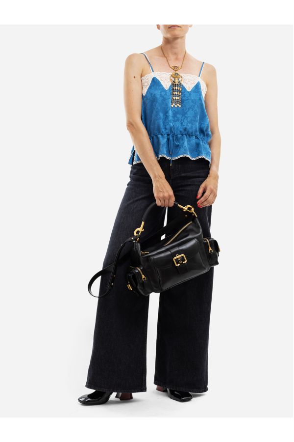 Ultra-Flared Denim Trousers — Black