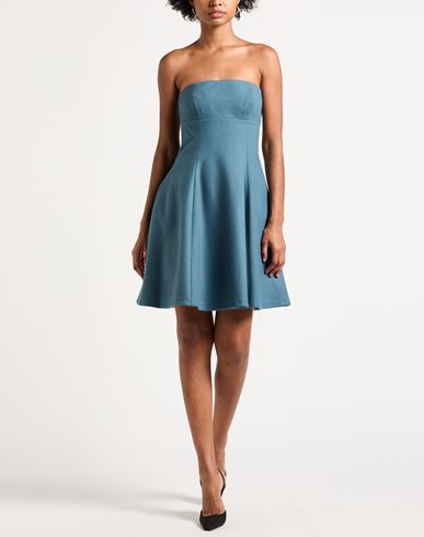 Woman Mini dress Slate blue Size 10 Wool, Polyester, Cashmere