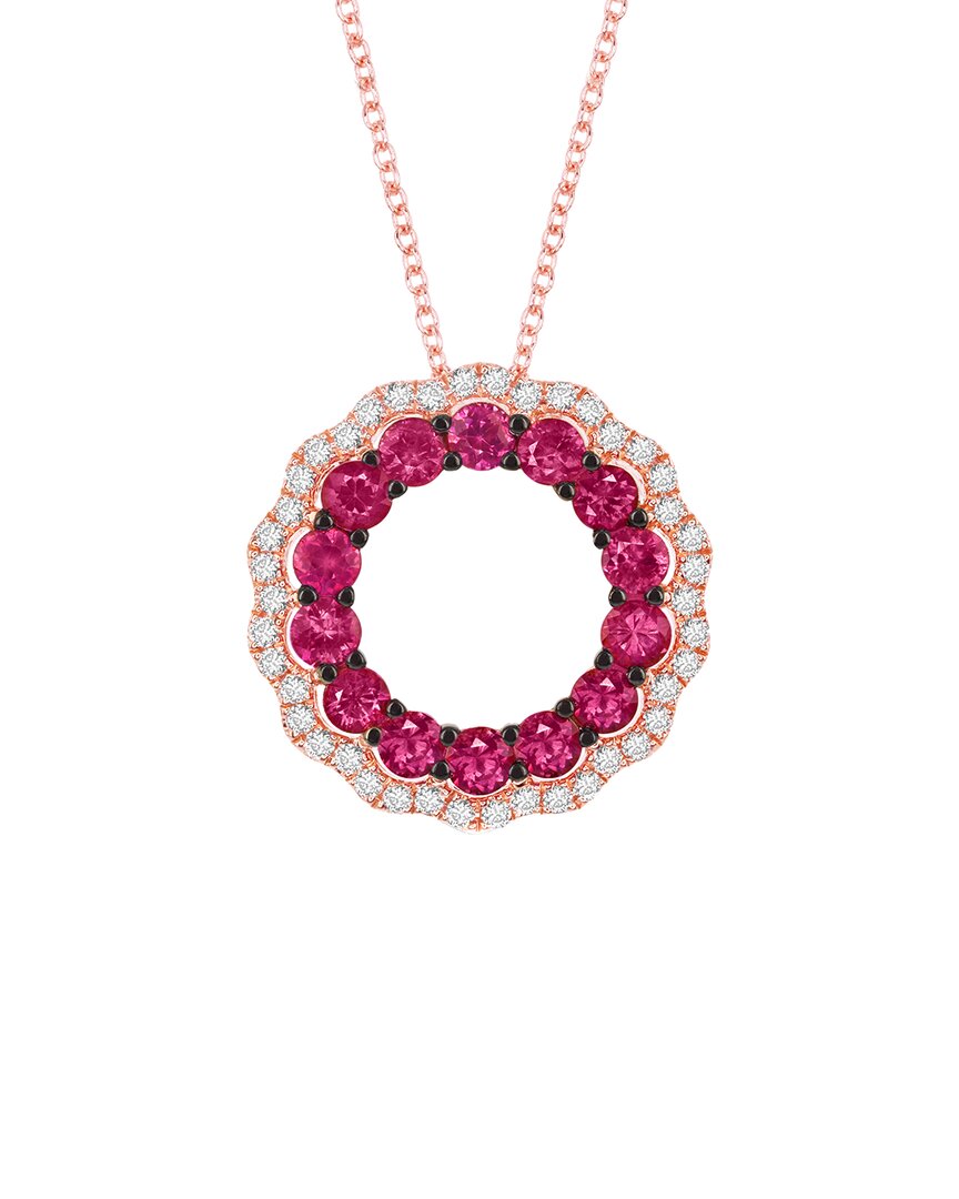 14K Strawberry Gold 1.38 ct. tw. Diamond & Ruby Pendant Necklace