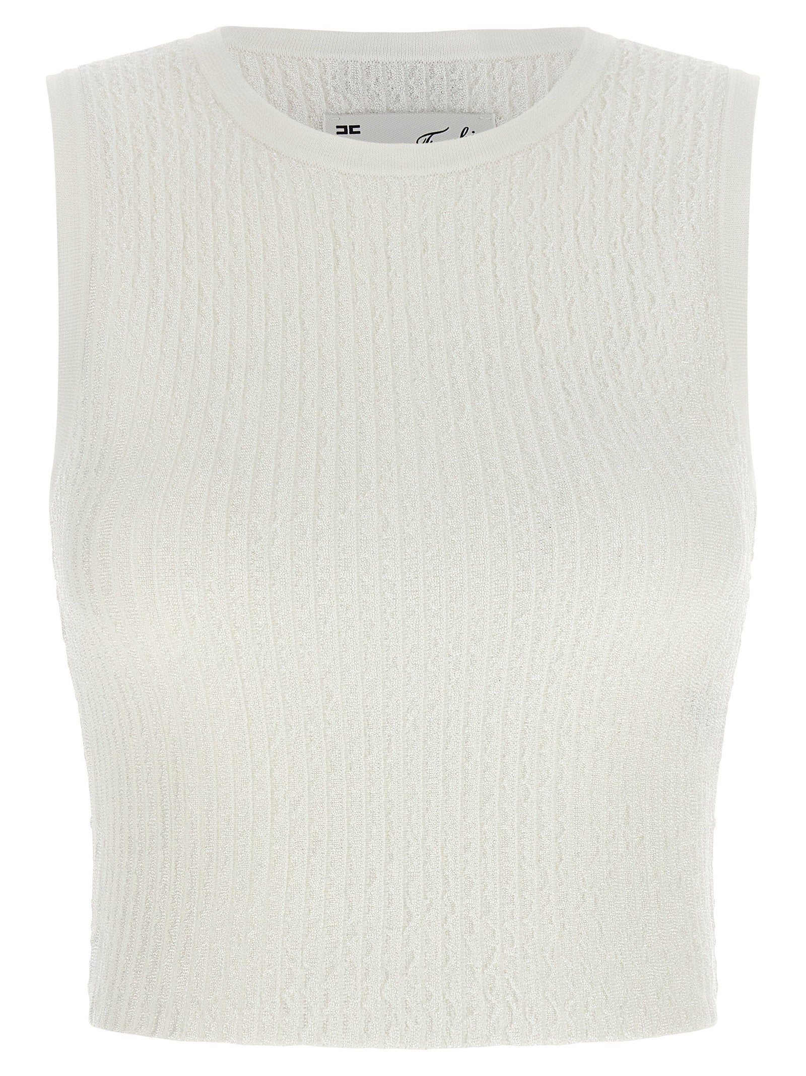 Ribbed Crop Tank Top — White