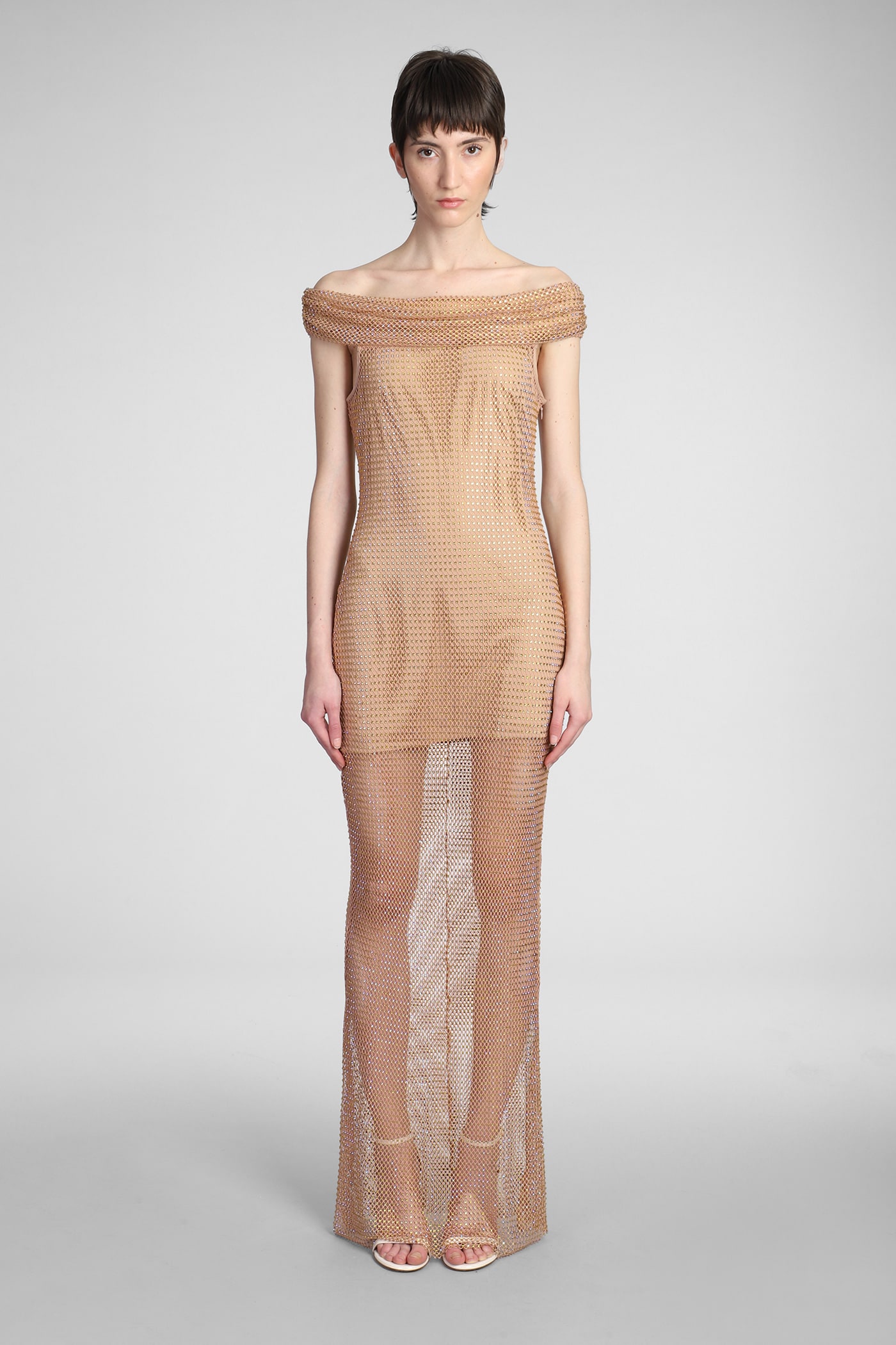 Rhinestone-embellished maxi-dress - Metallic