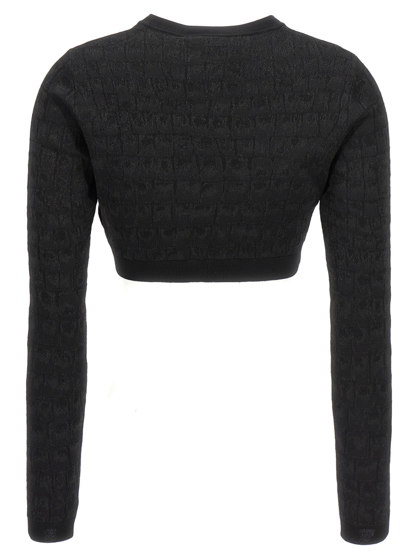 -Crocodile-Effect Cardigan Maglioni Nero-Donna