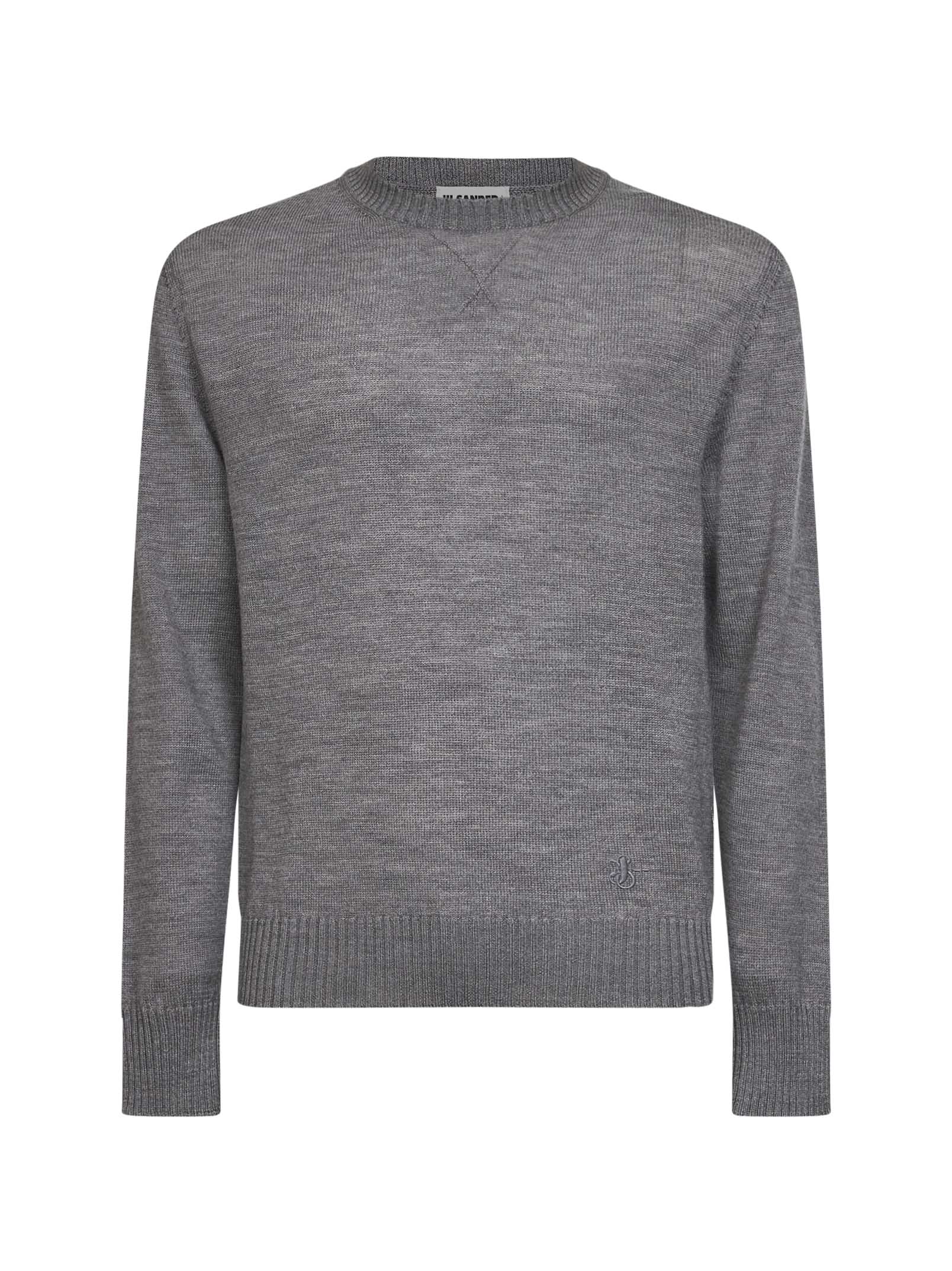 Wool Knit Monogram Sweater — Gray