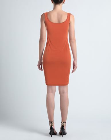 Woman Mini dress Rust Size S Viscose, Polyester, Elastane