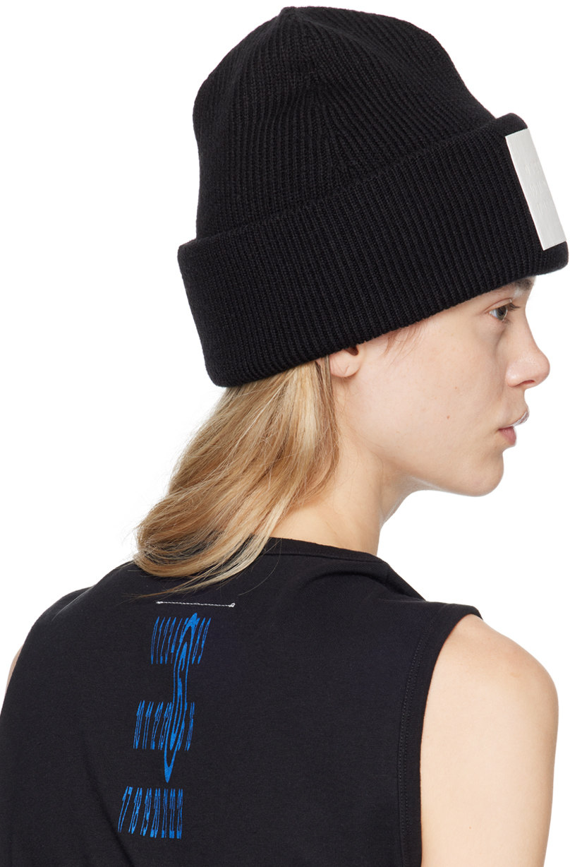 MM6 Maison Margiela Black Patch Beanie