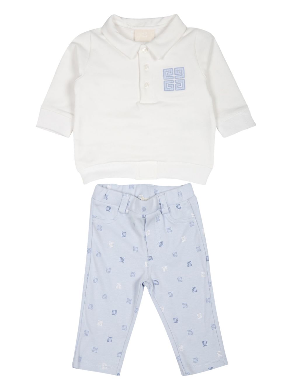4G-motif cotton trouser set - Blue