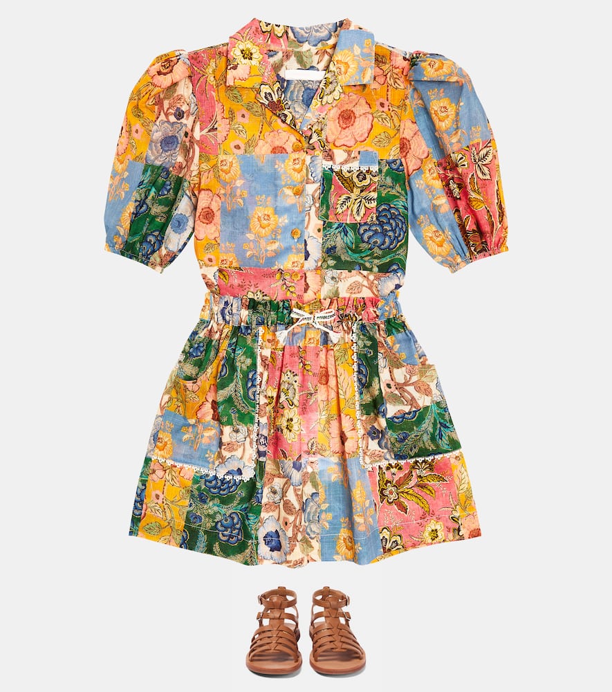 Zimmermann Kids Junie patchwork puff-sleeve shirt
