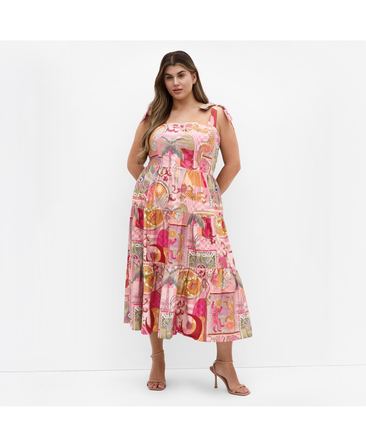 Women's Elessia Print Midi Dress - Pink dreamscape