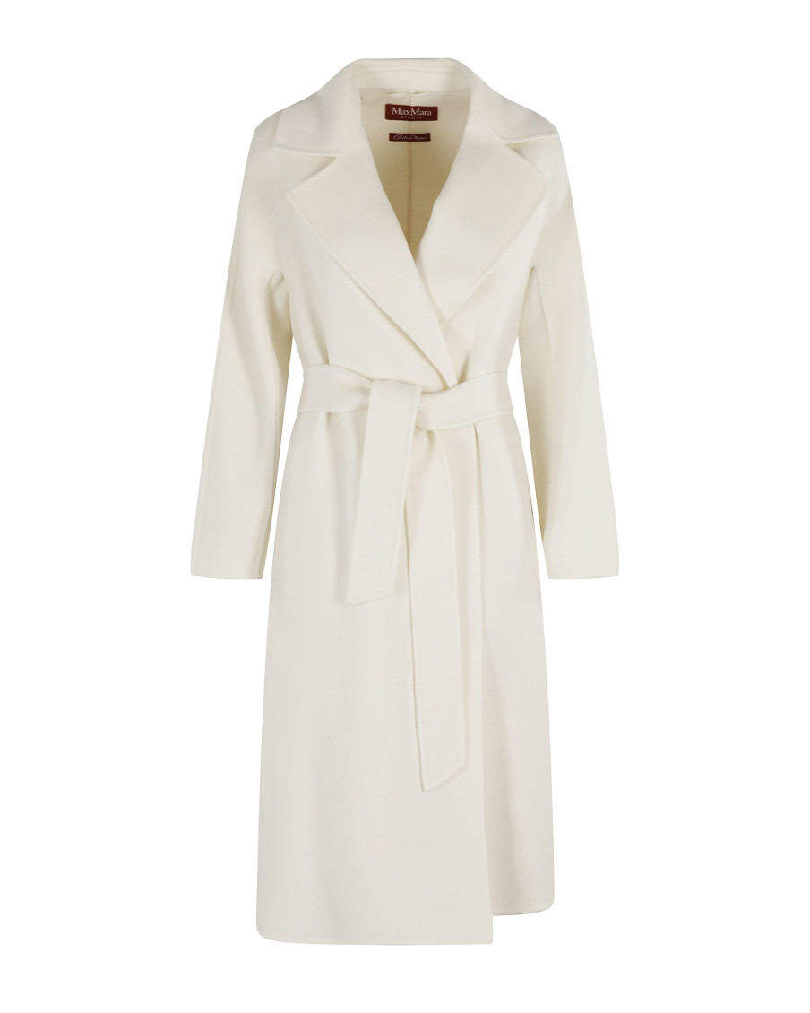White Notched Lapel Trench Coat