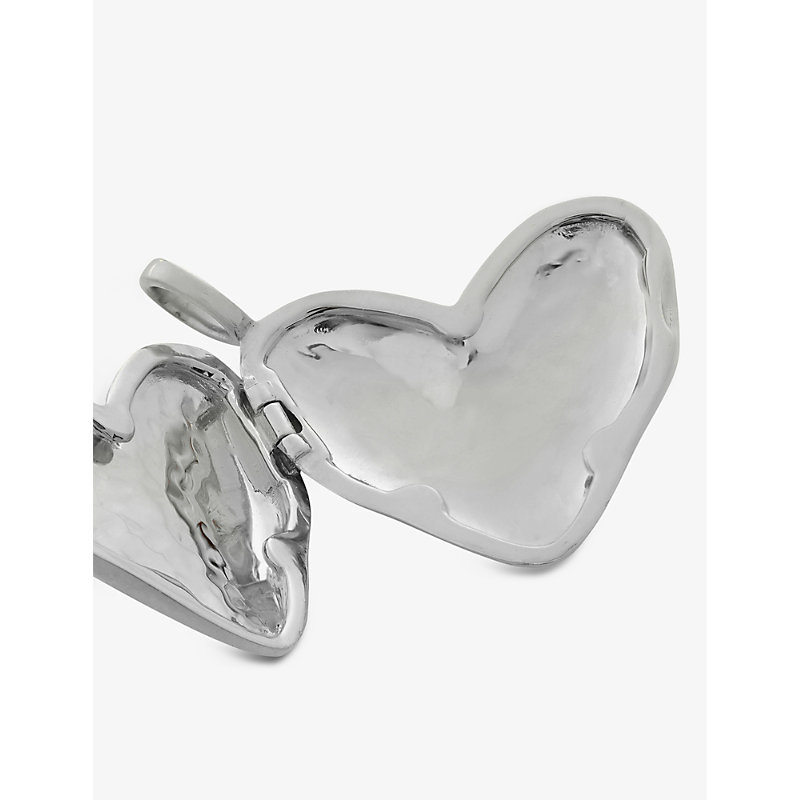 Womens Sterling Silver Heart-shaped Recycled Sterling-silver Locket Pendant 