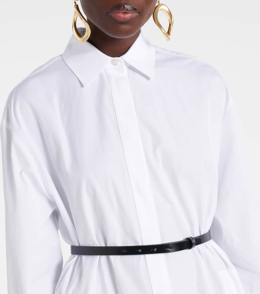 Belted cotton poplin shirt dress