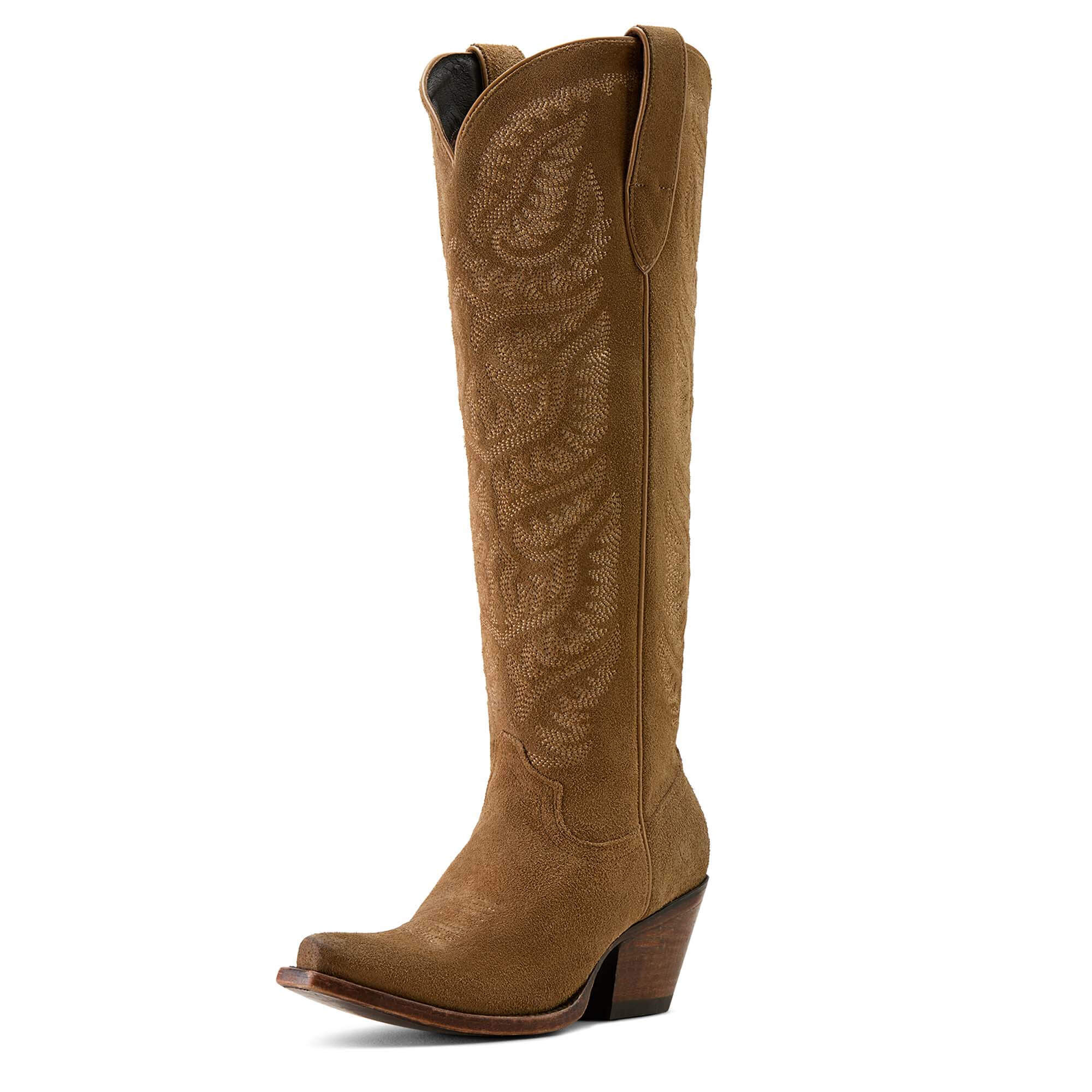 Women's Laramie X Toe Western Boots in Distressed Dijon Suede, B Medium Width, Size 7.5, by