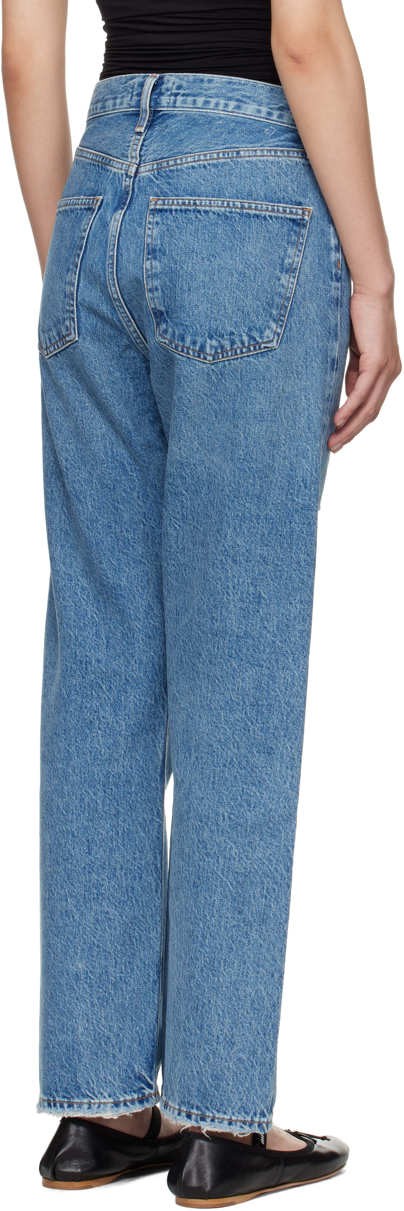 Blue 90's Mid Rise Straight Jeans